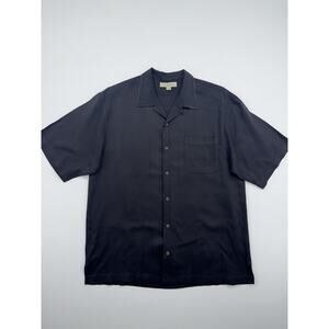 Tommy Bahama Black 100% Silk Camp Shirt Men’s Large Short Sleeve Button Down